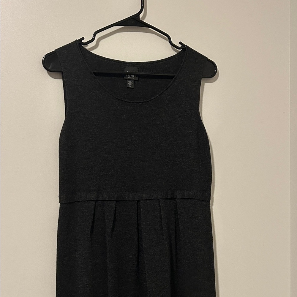 Eileen Fisher 100% Merino Wool Black Gray Dress Size PM